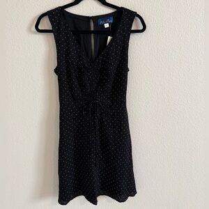 Blue Rain Black/White Polka Dot V Neck Mini Dress